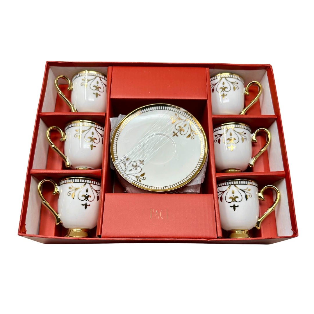 Lalezar Gold Coffee Cup and Saucer Set (12 pc)
