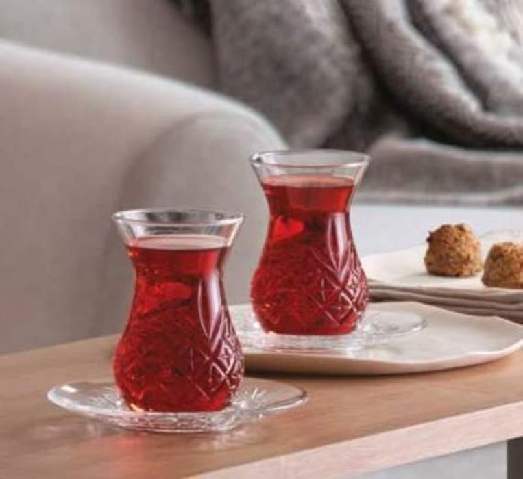 Turkish Crystal Glass Tea Set - 5.7 oz (6 Cups)