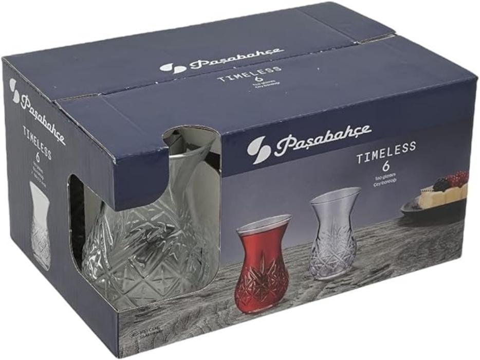 Turkish Crystal Glass Tea Set - 5.7 oz (6 Cups)