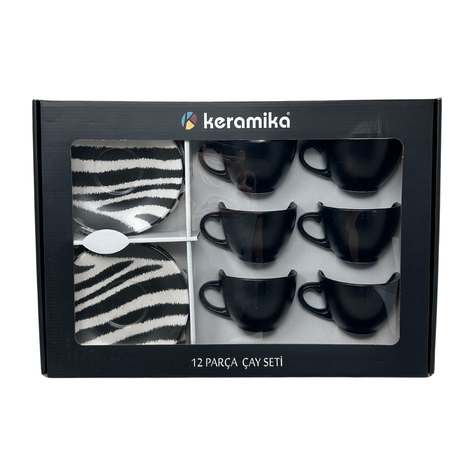 Keramika Zebra Capuccino Coffee Cup and Saucer Set (12 pc)