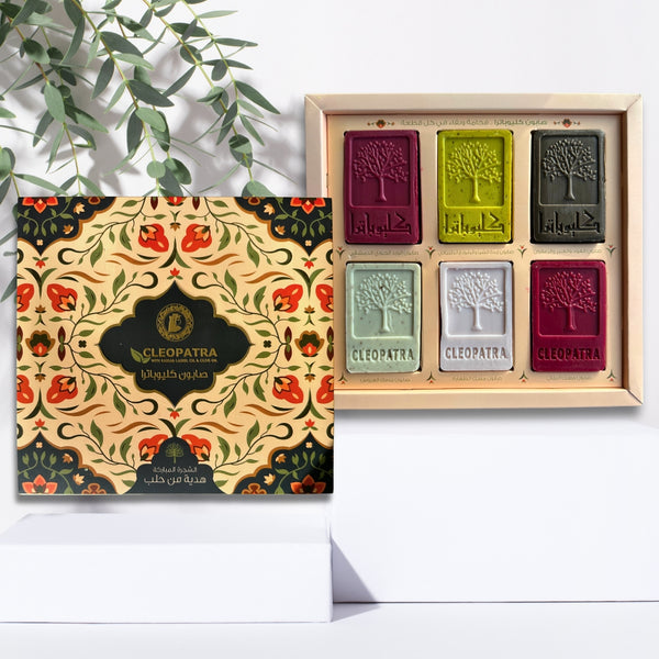 Cleopatra 'Blessed Tree' Aleppo Soap Gift Box Set (6 x 100g Bars) - Handmade & All-Natural