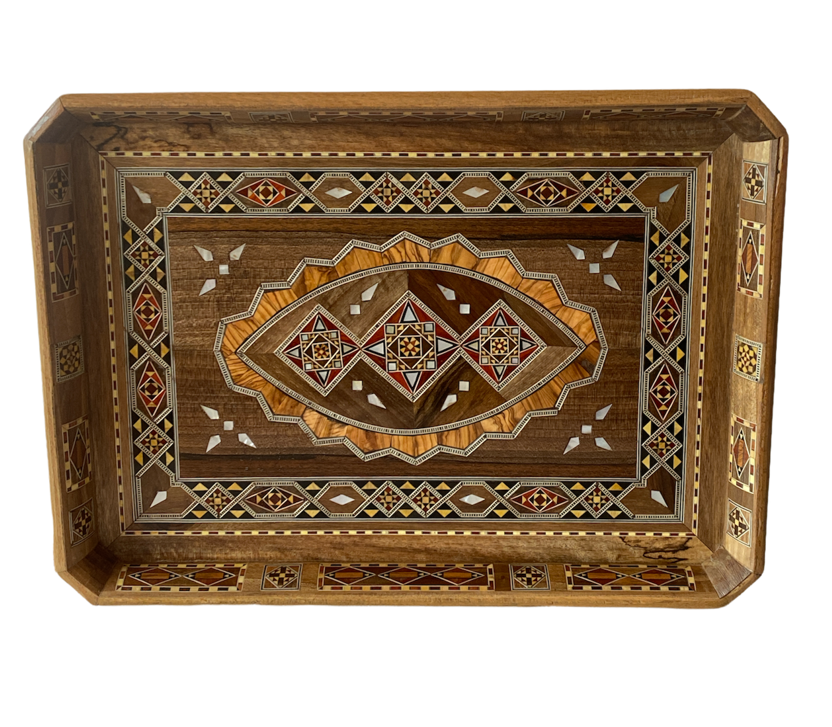 Handmade Mosaic Tray with Inlaid Mother of Pearl
