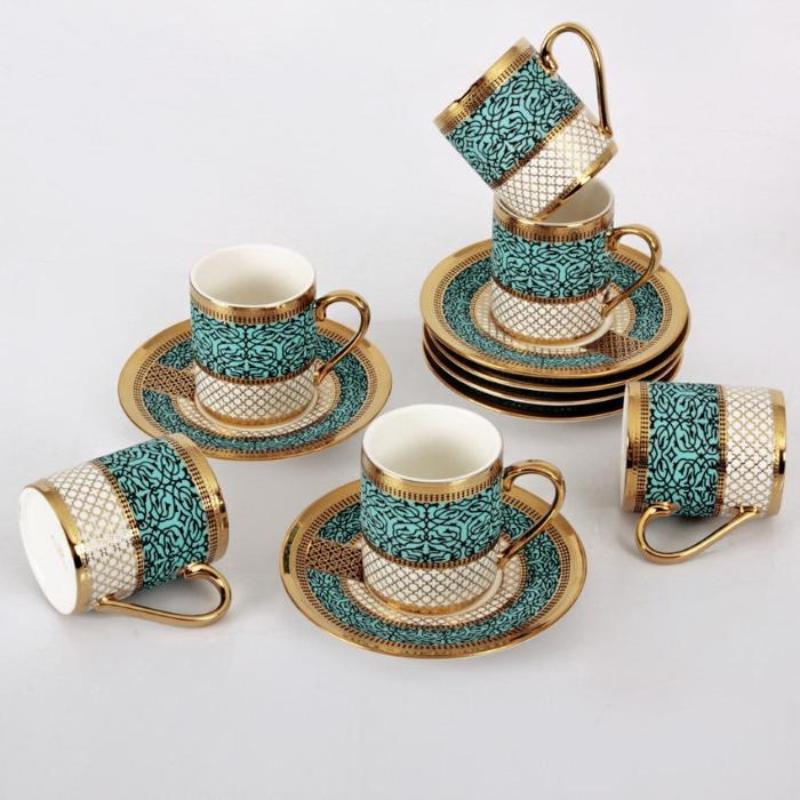 Edwin Gold Turkish Coffee Cup and Saucer Set (12 pc)