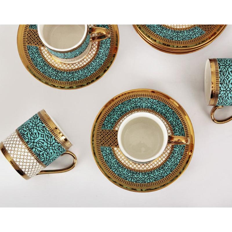 Edwin Gold Turkish Coffee Cup and Saucer Set (12 pc)
