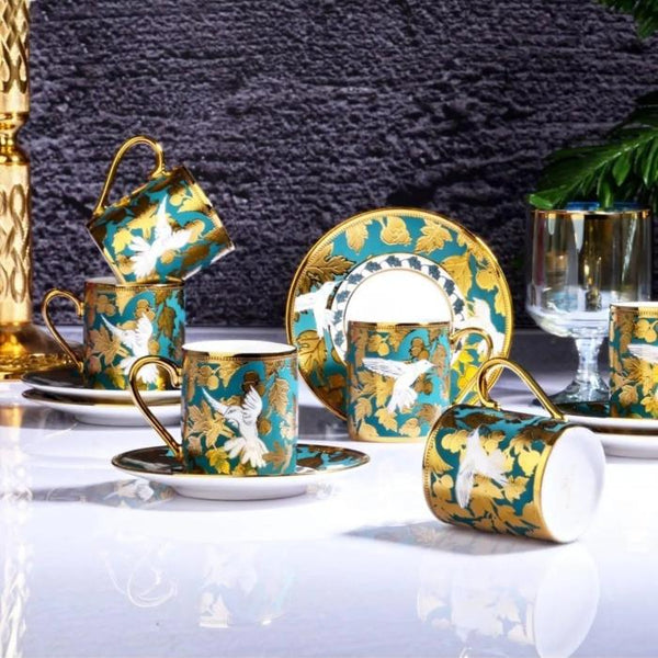 Bird Persian Coffee Cup Set for 6