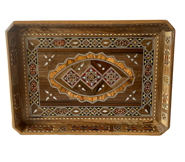 Handmade Mosaic Tray with Inlaid Mother of Pearl