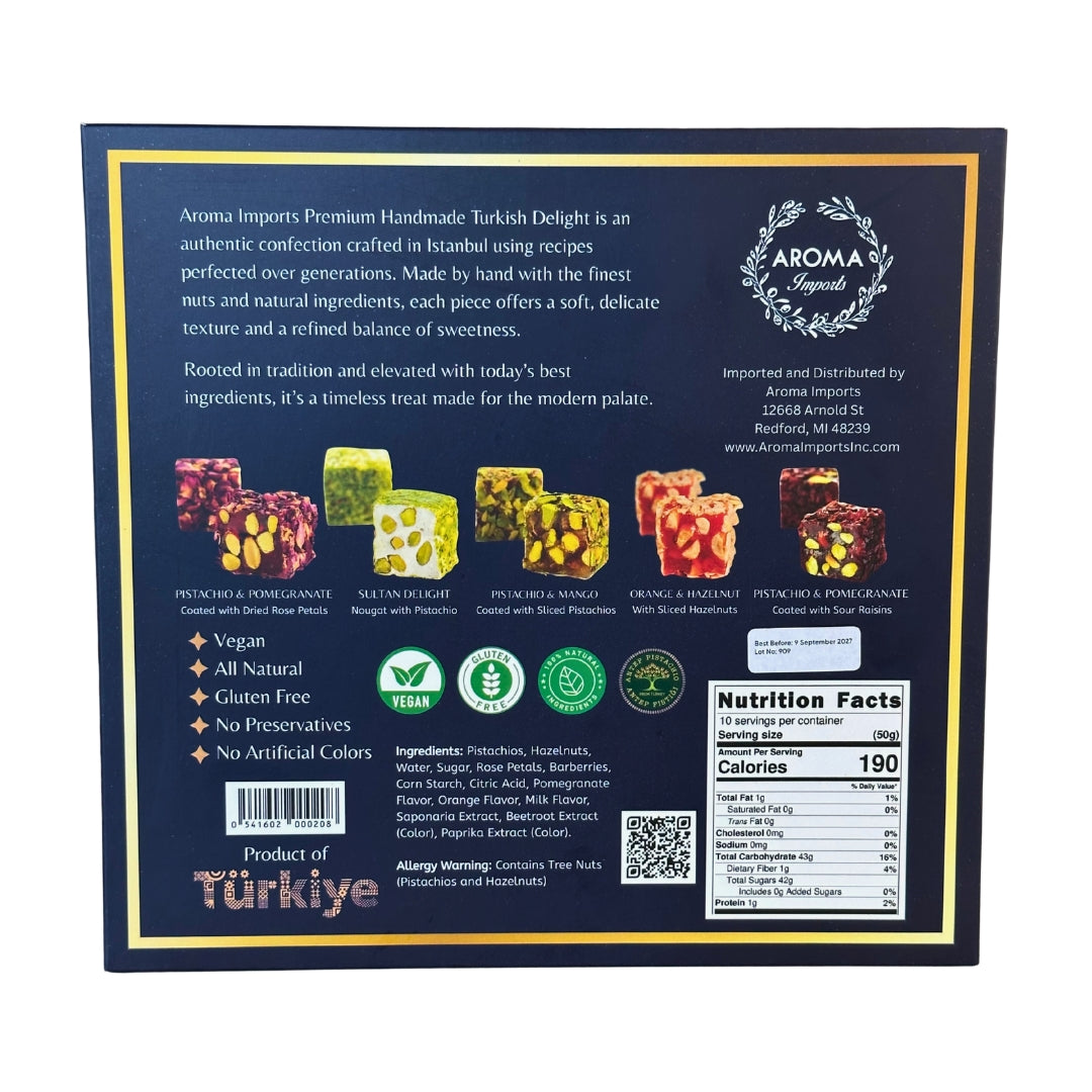 Assorted Turkish Delight Gift Box - Vegan and Gluten Free Sweets. Aroma Imports Premium Quality Turkish Delights available in Bulk and Retail