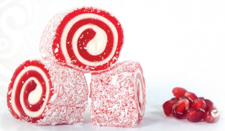 Pomegranate Wrapped Turkish Delight with Marshmallow